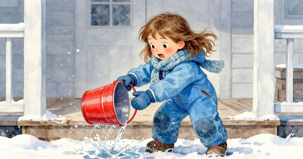 知更鳥起飛時不慎碰翻水桶,冰冷水花四濺在門廊階梯上,阿爾瑪迅速趕來扶正水桶,情緒緊張