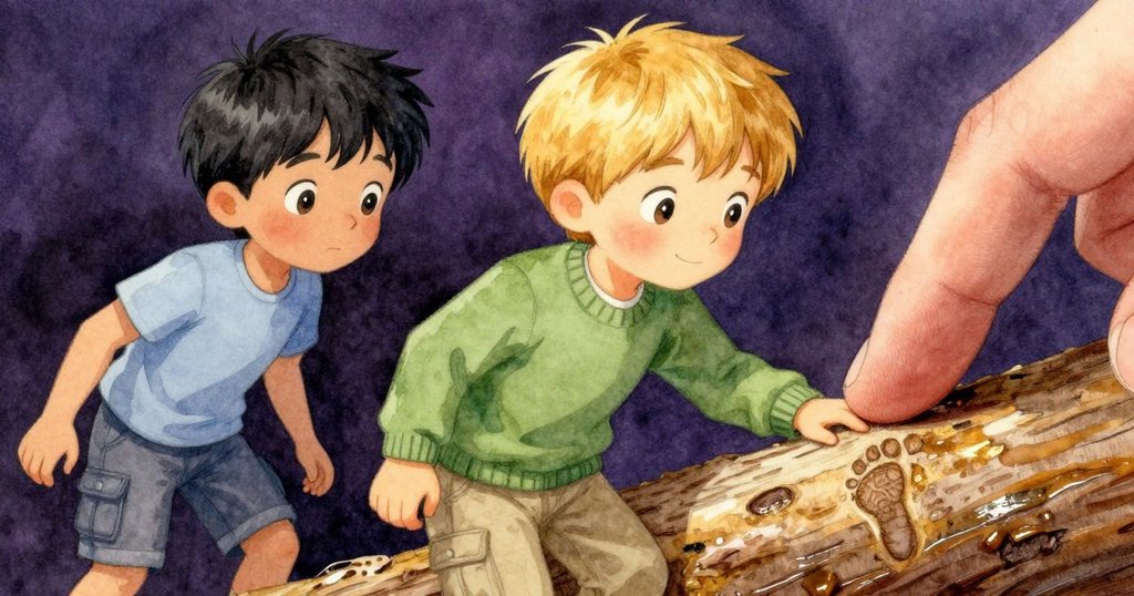 宏觀細節中，Zev的指尖觸及原木邊緣，清晰展現潮濕森林中精緻的腳印