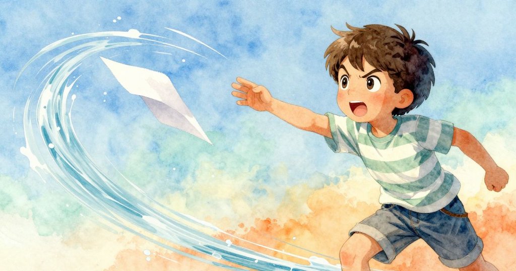 筆記本紙張在水中飛舞,麥斯伸手抓取潮濕紙頁,動態軌跡展現實驗轉捩點