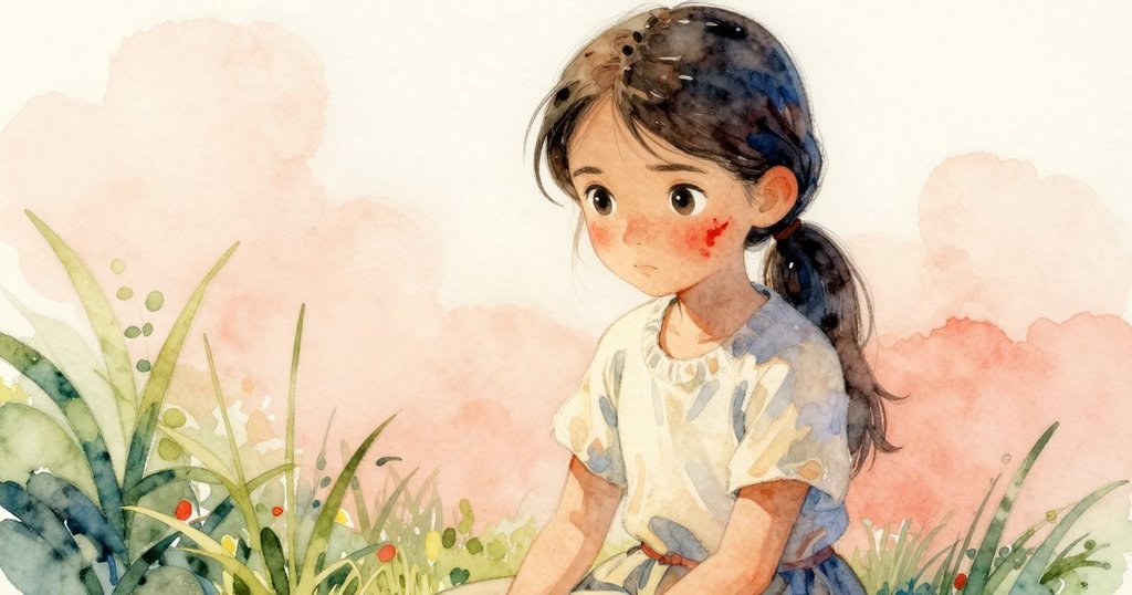 艾瑞絲專注地使用滾筒塗抹紅漆，臉上表情堅定，近景捕捉到用心創作的情感。