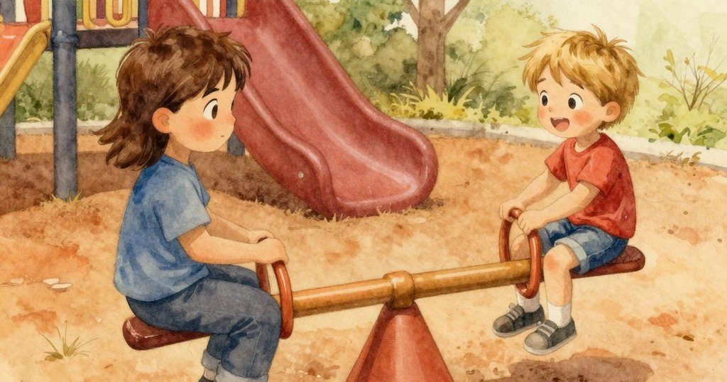 烏拉回憶起以往輕鬆平衡的翹翹板時光，跟拉法特里一起享受溫暖回憶，整個場景瀰漫懷舊光暈