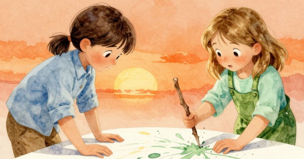 Neve細緻操作工具，濕潤手指快速旋轉尖棍，紅色飛濺於大理石紙上，呈現動感細節。