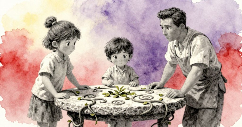 桌上雕刻的藤蔓與花瓣與茶葉交織,彷彿呈現夢幻般變形,融合傳統與創意,充滿詩意與驚奇。