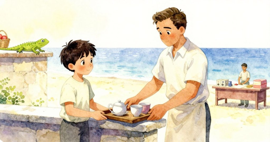 Fraser完成茶葉製作,放在石架上,Rafe在遠處忙碌,翠綠蜥蜴靜靜閃過,留下開放且富有詩意的結局。