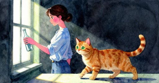 Cat, Moth, and the Tilting Sand Bottle