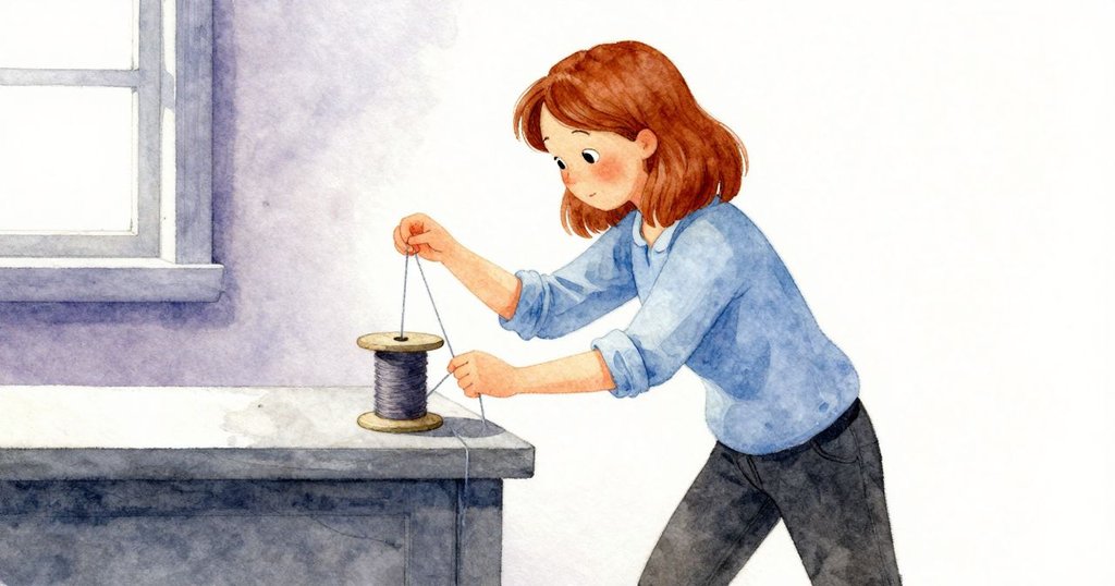 伊芙拉出第二段絲帶, 卷軸發出節奏感的咔嗒聲, 傾斜視角強調現場緊張氣氛, 情節發展中