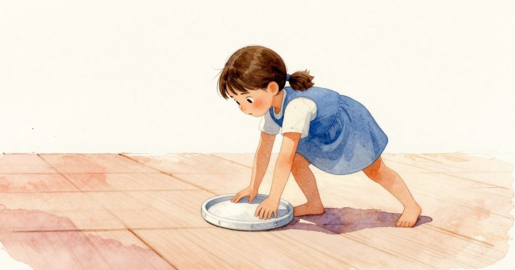 Zara在甲板上以剪影呈現，手按塑料圓盤，背景明亮溫暖，展現開始情節，動作果斷