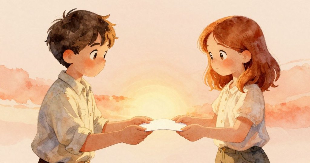 Rafferty折疊紙張遞給Hedy，雙方專注合作拆紙，呈現溫馨互信與靜謐工藝情感