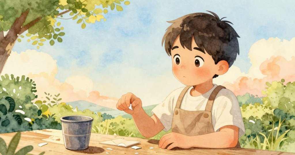 Jasper臉上露出釋然神情，站在穩定的杯子旁，桌上微小碎片緩轉，畫面透露續集故事暗示