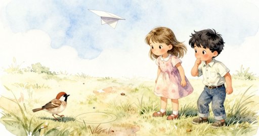 A Sparrow Alters the Flight of a Paper Plane