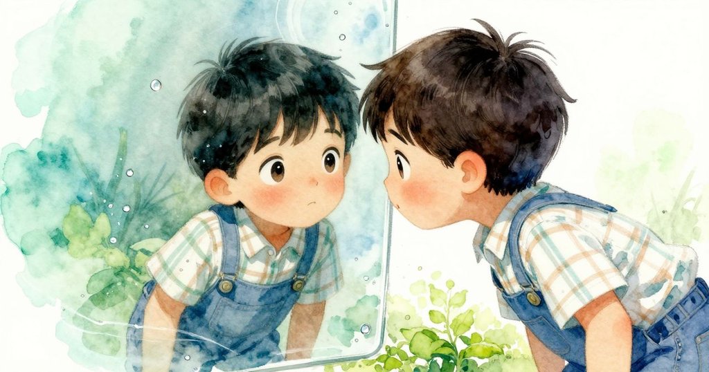 Fletcher凝視鏡面般的噴泉水面，滴珠融合成圓潤形狀，畫面展現水中神秘魔幻之美。