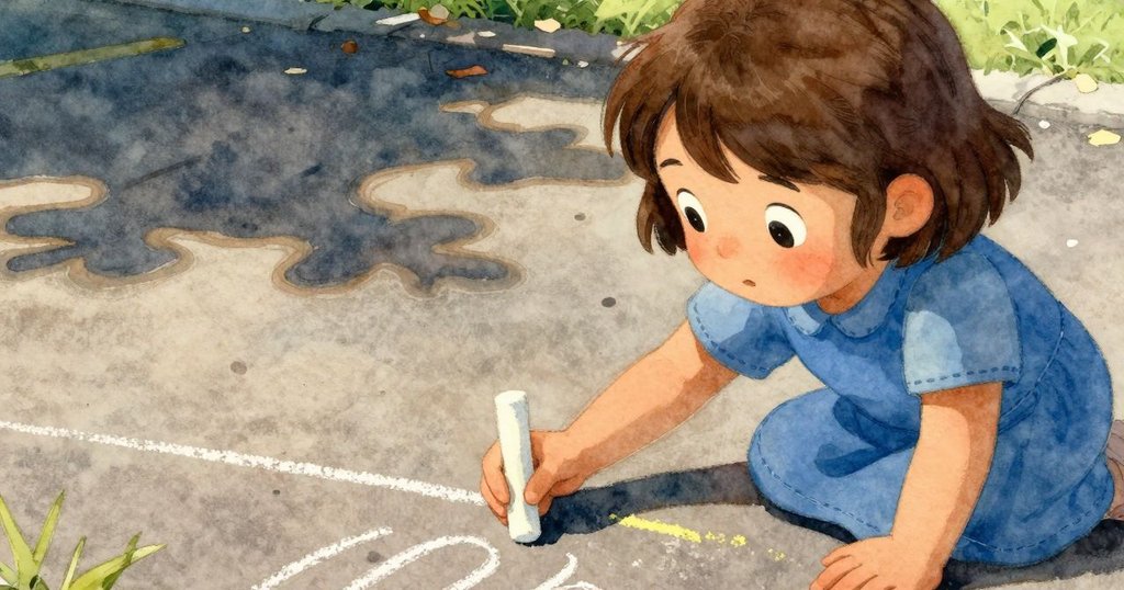 凱蒂亞專注地握著粉筆，細緻調整線條，近鏡頭展現她與工具的靈巧互動，充滿實驗精神