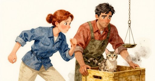 Cat on the Crate Upsets the Dockside Scale