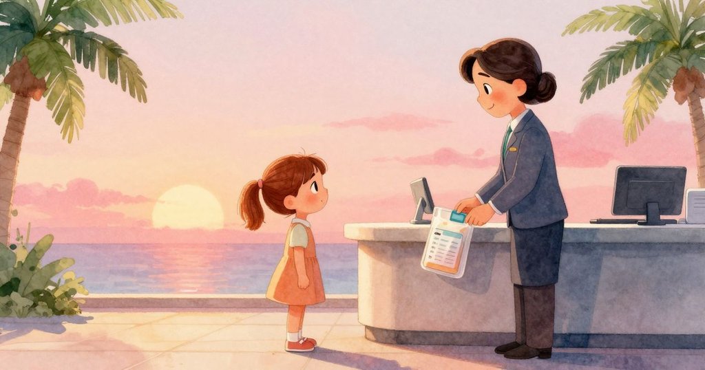 在金色夕陽餘暉下，藥局接待員將精緻的藥袋推向旺達，系統序列安靜變動，結局充滿平和與溫暖