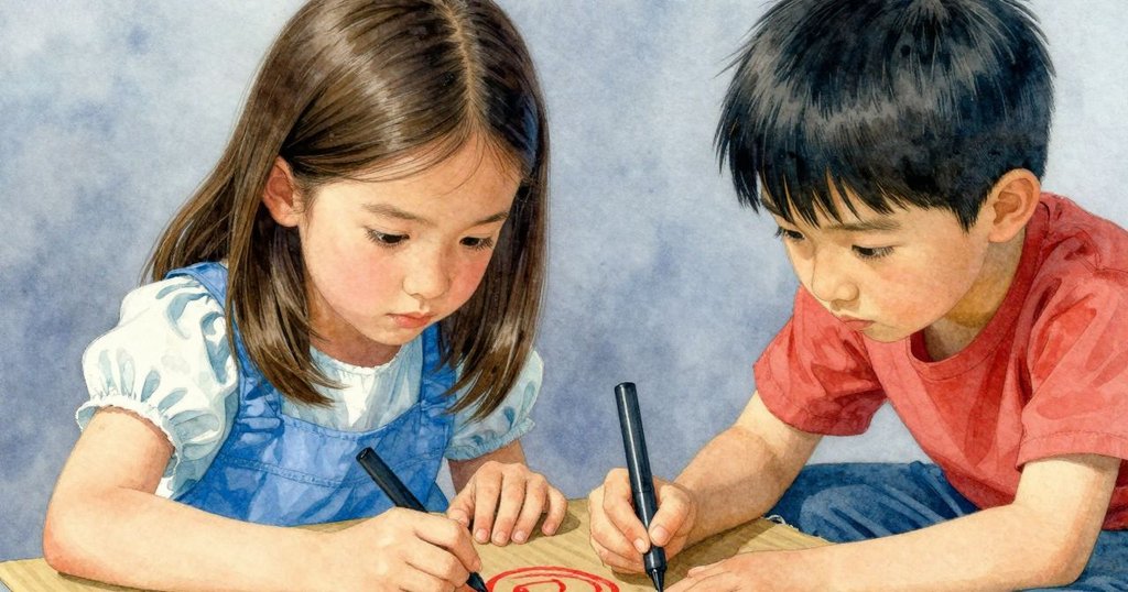 Kieran專注地用馬克筆修正濕紙板上的價格標記,手勢細膩,水珠與模糊數字顯示出努力與挑戰