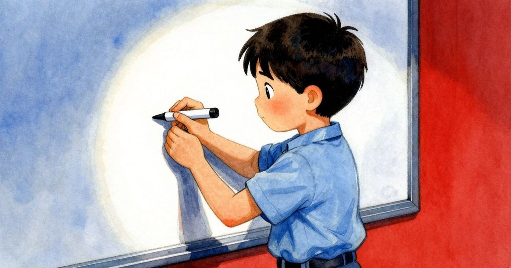 格雷專注地調整記號筆角度，手部與面部特寫展現掙扎與堅定，濕潤墨跡細節清晰可見。