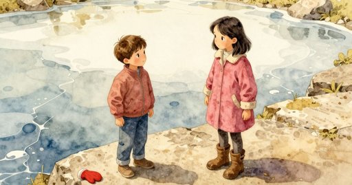 Fallen Mitten by the Thawing Pond