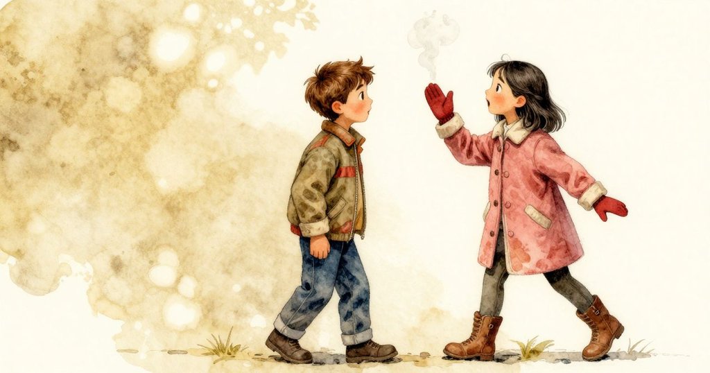 冰層突然破裂，巴雷特與格萊妮斯驚退，濕紅手套上蒸氣繚繞，動感瞬間定格。