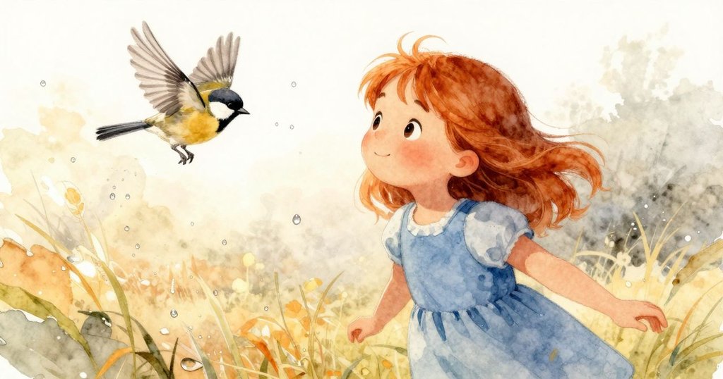 受到驚飛麻雀和搖晃蛛網影響,羅莎驚喜中略微後退,落下的露珠與動感場景交織,充滿活力