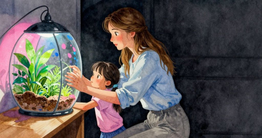 Gwen在柔和室內用布細心擦拭玻璃,濕衣袖與玻璃溫差交織,動作專注而穩定。