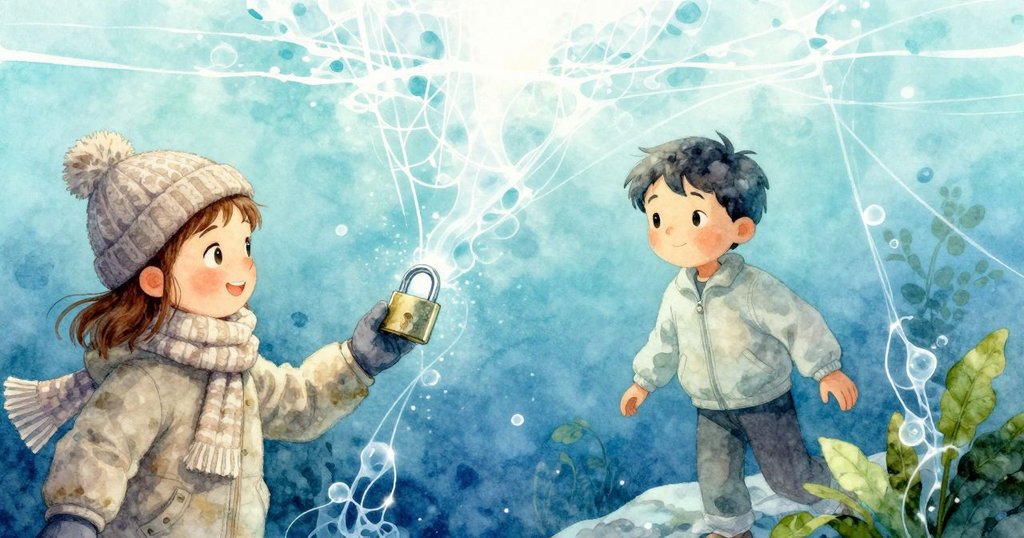 透過薄冰下觀察,鎖頭周圍捕捉到細微空氣線條與溶解水紋,散發出神秘柔和光芒