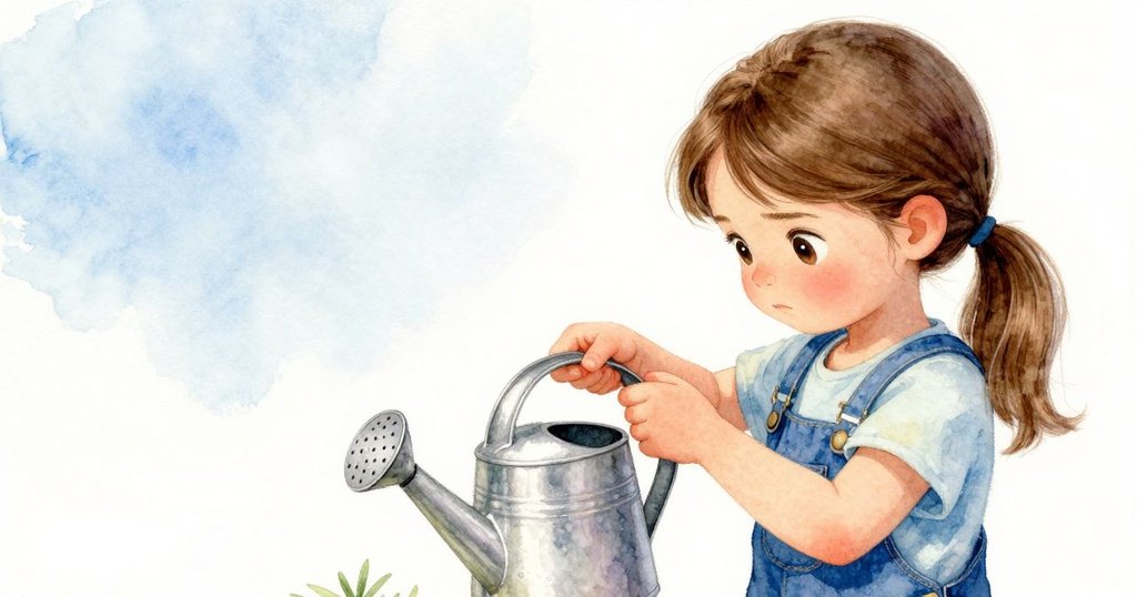 莉拉從肩後細看噴嘴，專注地將工具插入，神情透露堅毅與好奇，畫面細節清晰。