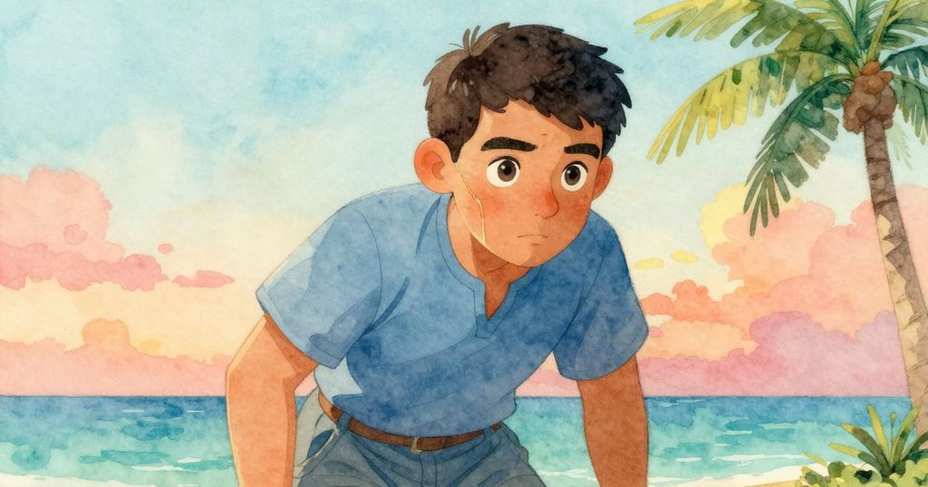 海斯聚精會神地觀察拉繩，眼神堅定，燃燒器溫暖光芒映照出細膩情感，場景溫馨細緻