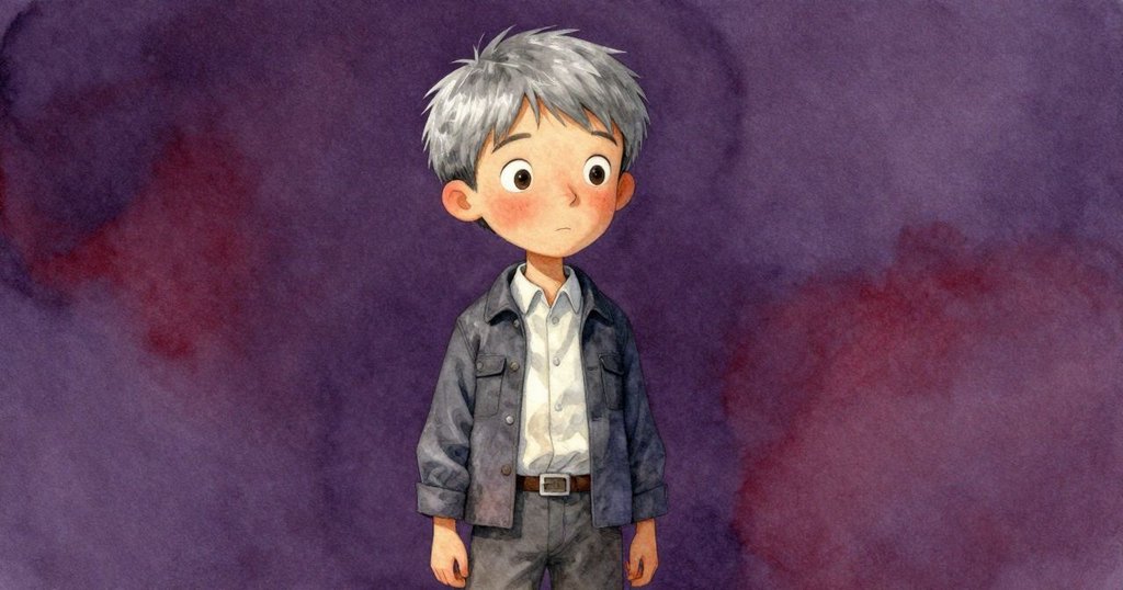 灰色人物面部特寫, 表情流露驚愕與困惑, 柔和光影襯托內心情緒, 背景微暗呈現關鍵瞬間