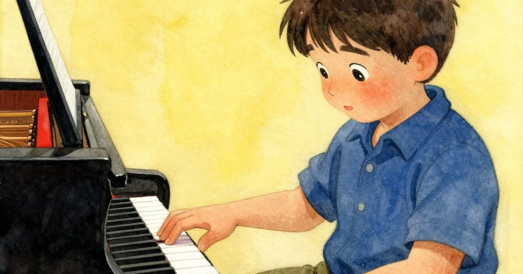 Viggo 手部特寫, 溫柔關閉鋼琴, 將調音叉擺放於冰冷鍋面上, 呈現最終和諧與寧靜