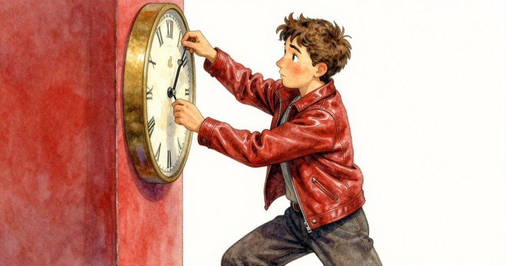 喬納斯集中精神調整時鐘連接件,身形轉換間展現柔和光暈中細膩動作,充滿動力感。