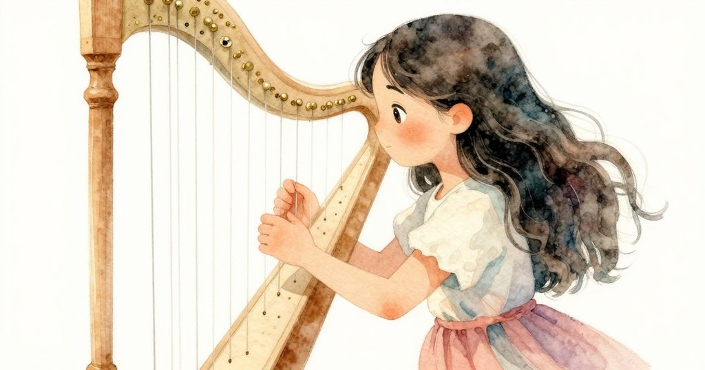 莉奧拉輕輕翻開筆記本，聚焦在泛著光澤的風琴銅釘上，展現出歷史與自然交織的細膩場景