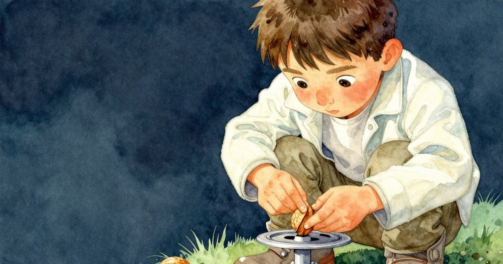 萊爾專注調整儀器零件，眉宇間展現堅定與專注，露出成功前的努力與挑戰感。