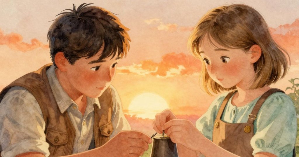 Graeme的手正專注地檢查並將小銅釘對準圓筒,工作台上溫暖燈光下呈現出細膩質感