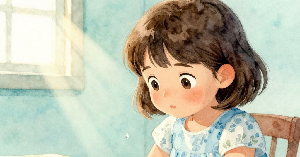 奧黛特聚焦的眼神特寫，反映著玻璃內水滴閃爍光芒，背景隱約呈現室內溫馨環境。