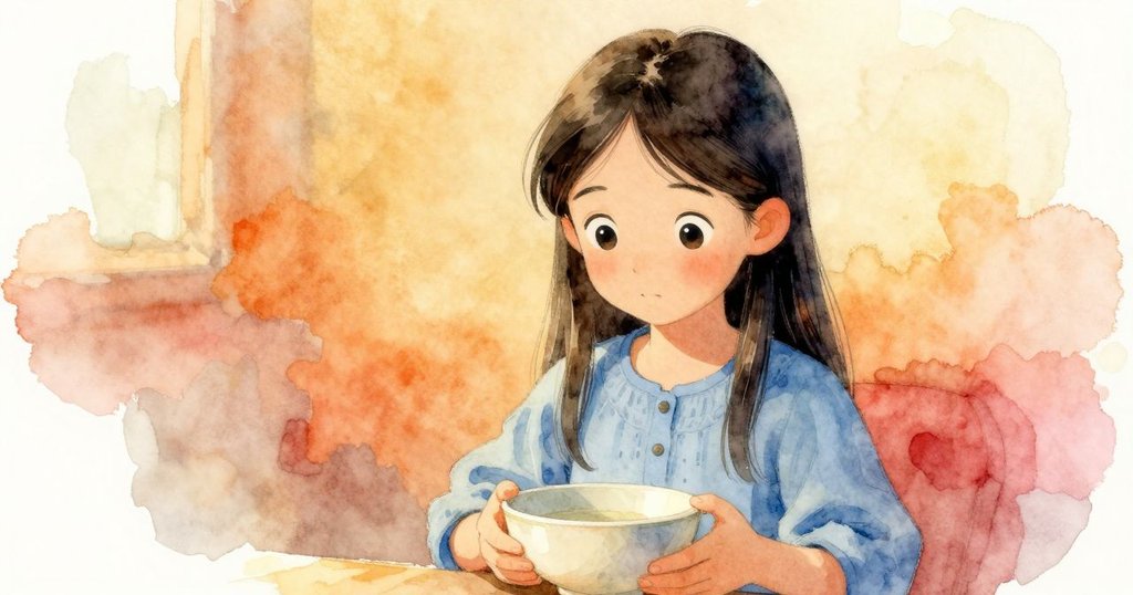 Glynis暫停工作，細心擦拭陶瓷碗，碗上藍色裝飾映射著印片新月，彷彿回憶與現實融合。