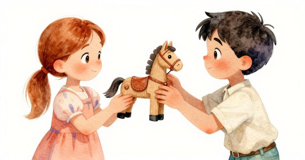 波比的雙手細緻地托起雕刻馬形木偶，光線溫柔照在皮革與木材上，展現專注與溫暖