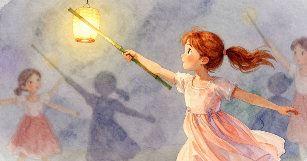 波比靈巧地滑動竹棒，小手與馬形木偶相互移動，動態影子在棉布背景上流動呈現動感