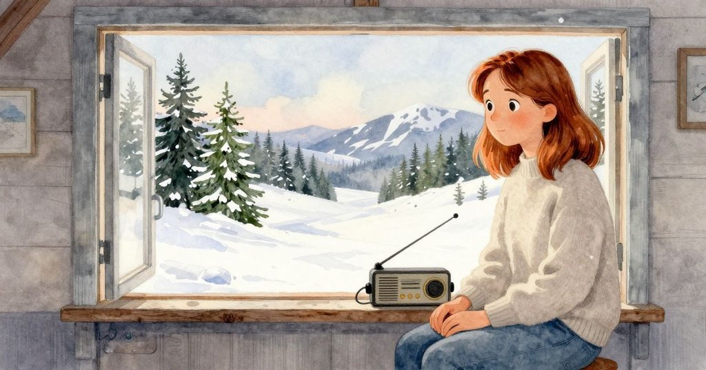 Reese平靜坐在收音機旁,小屋全景柔和夕光,窗外天際微動的天線,整體氣氛寧靜收尾