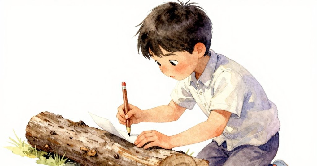 Ned專注翻閱筆記本，手持鉛筆輕觸略捲的紙頁，細膩溫暖的室內燈光營造出認真的氛圍。