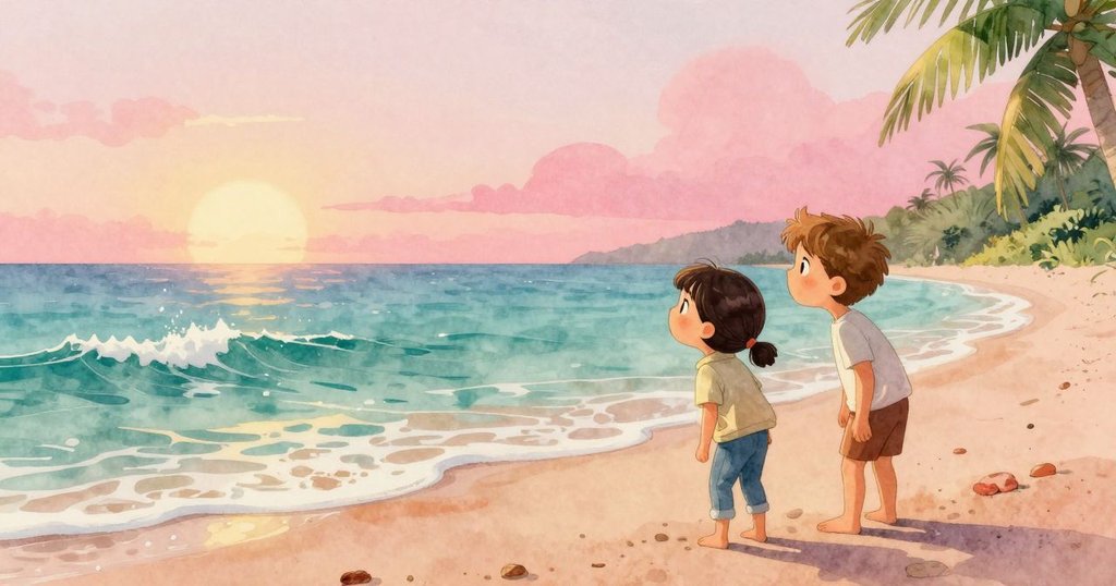 Dashiel與Tatiana在潮池邊重聚, 一同欣賞遠處浪花拋灑的水滴, 白鷗靜立遠望, 畫面充滿平靜與溫情。