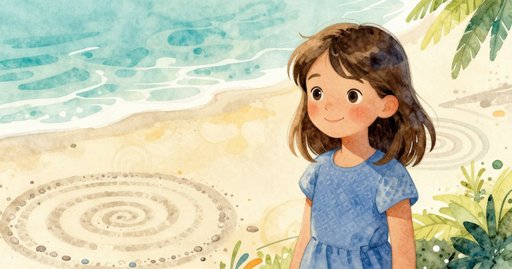 Spiral Marks in the Gravel Reveal a Conch Shell