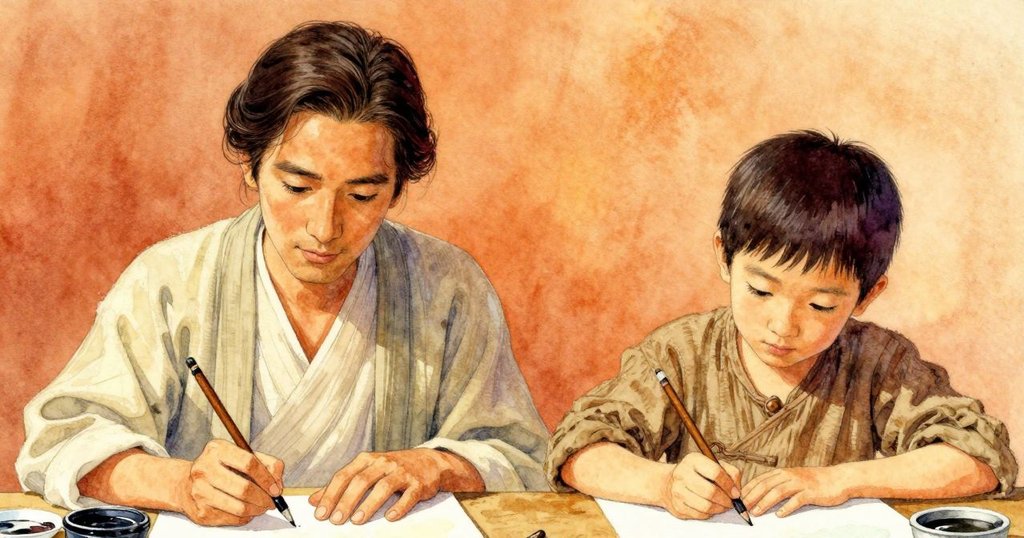 奈爾與亨里克齊步退離書法桌，彼此面帶滿足點頭交流，室內氛圍恢復寧靜和諧。