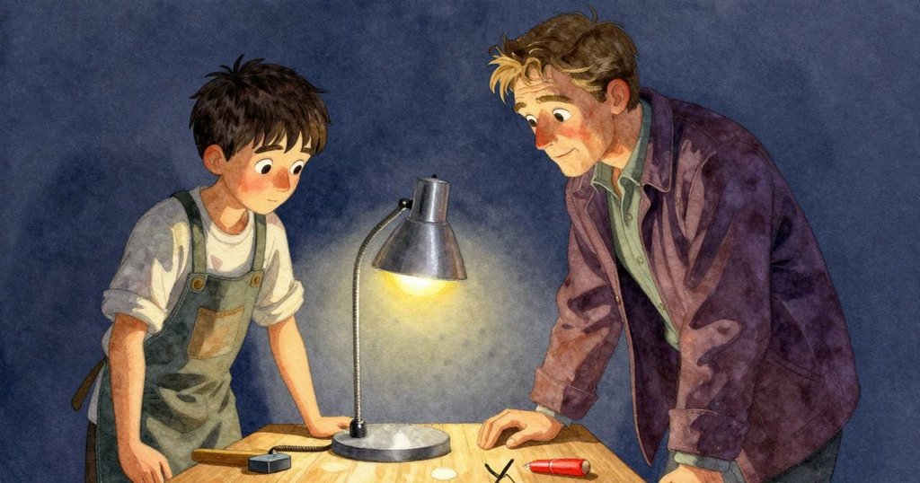 雷斯透過放大鏡細查異常圓筒，澤克輕哼旋律，旁邊散落古老木雀，共同探秘氣氛濃厚。