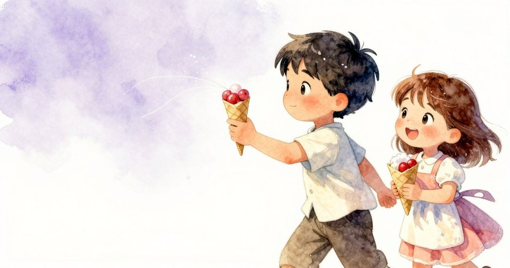 凱恩重新轉動甜錐，麻雀輕取糖絲，卡雅溫柔觀望，三者在暮色中和諧互動，呈現平靜幸福結局。