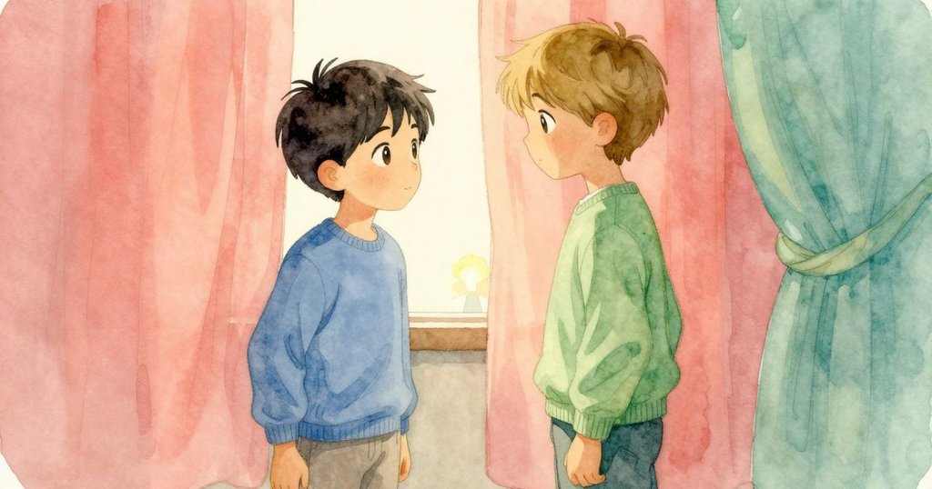 Callum與Yves在舞台後屏前重聚，彼此交流確認最後調整，臉上浮現出安心與喜悅的神情。