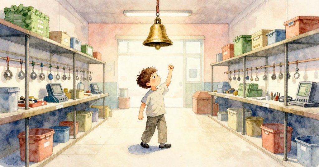 歐文退後一步,靜靜聆聽修理店內鐘點恢復和諧,門口鈴聲隨微風輕輕搖曳,心情平和