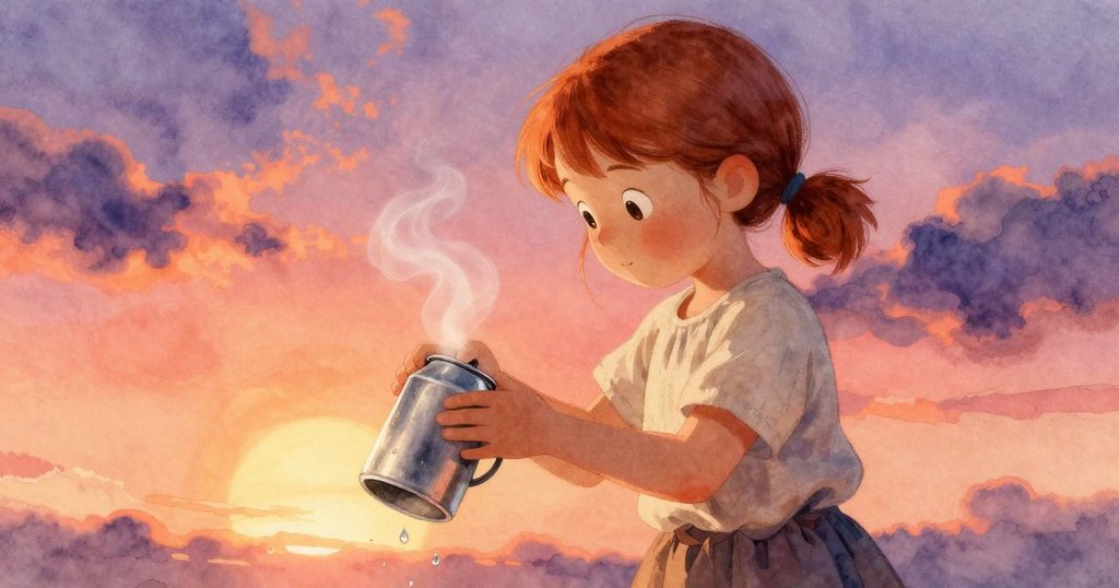 塞勒妮仔細檢查滴水水壺，水珠在細洞旁閃爍，蒸汽輕繞，呈現印刷室細膩神秘氛圍