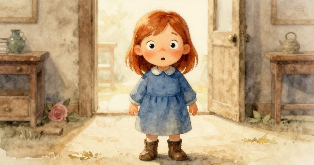 科萊特面部特寫，驚訝品味金屬味，眼神專注溫暖光影映照室內