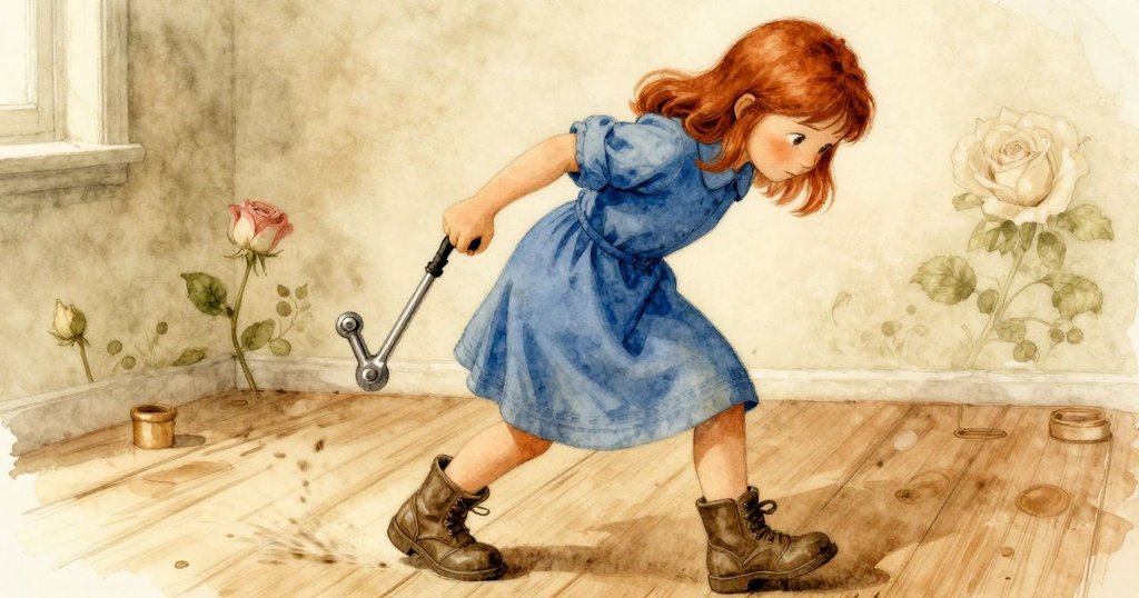 科萊特在舊木板上快步後退，動感十足，聽著齒輪點點響起，神情中顯露謹慎與決心