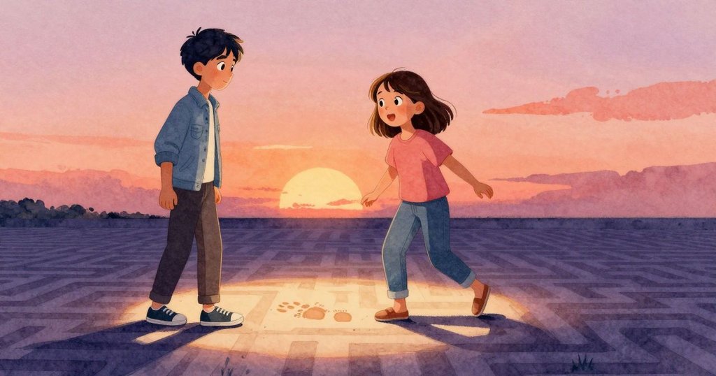 凱拉踩出潔淨足印，馬爾科用手指輕描足跡，細緻特寫表現出緊張與好奇的情感。